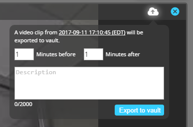 Save as video clip dialog in SmartOffice™ HTML5 video player.